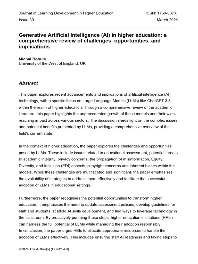 Generative AI in Higher Education: Insights | PDF | Artificial ...