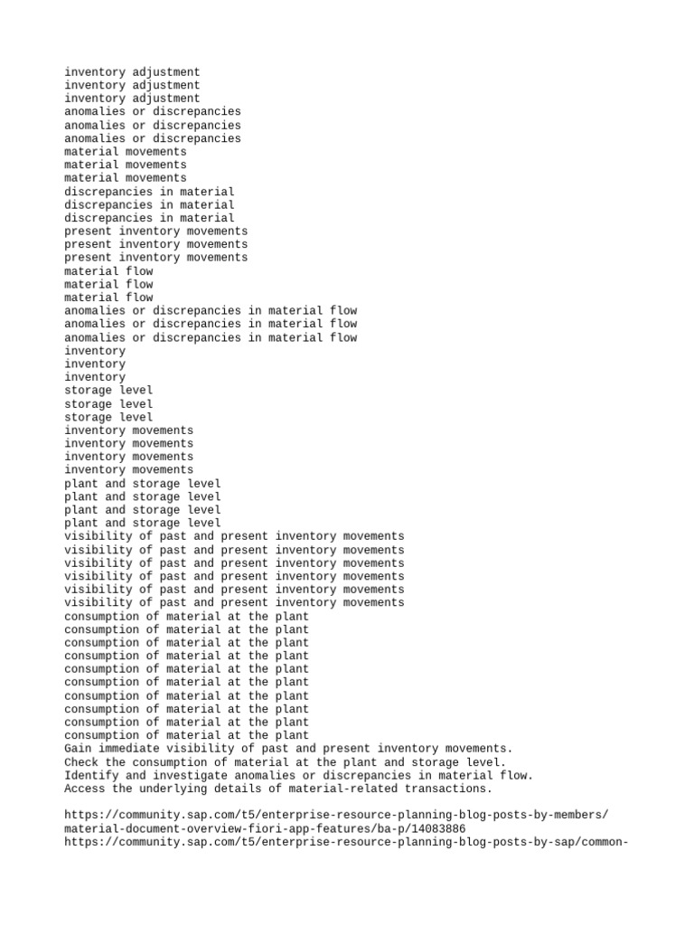 Notes Imp - Material Document Note15 | PDF