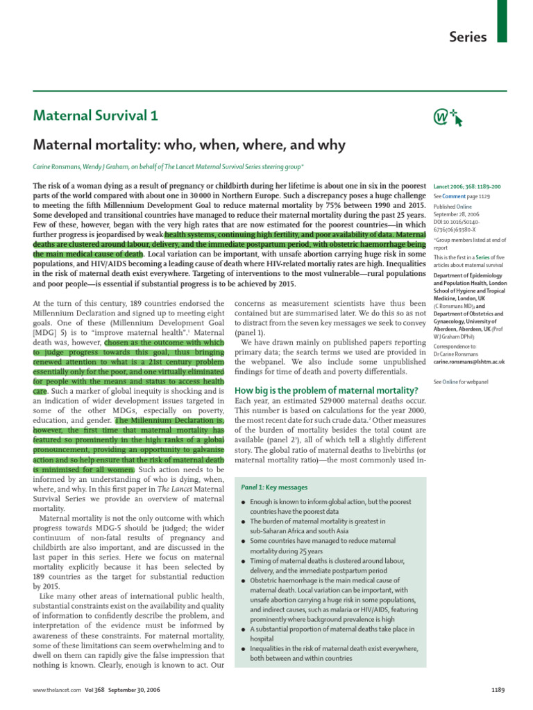 Maternal Mortality: Key Insights and Data | PDF | Maternal Death ...