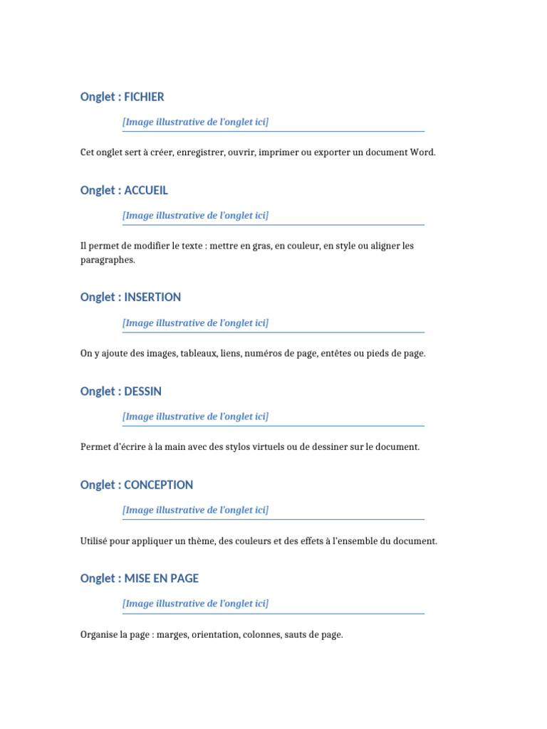 Guide des onglets de Microsoft Word | PDF