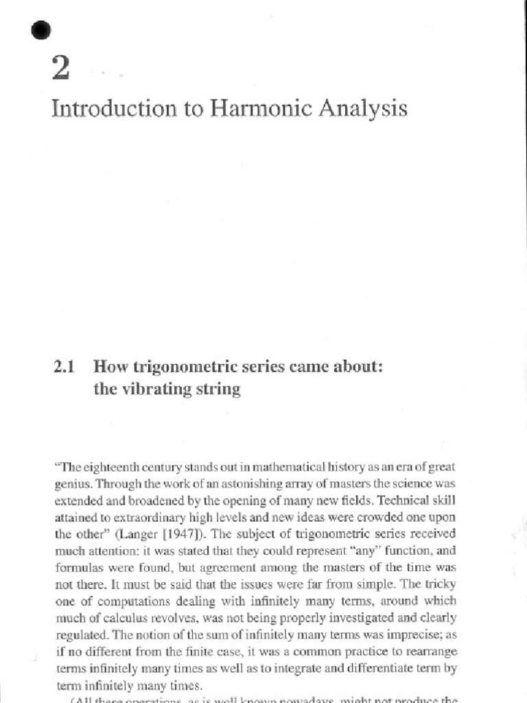 Introduction to Harmonic Analysis | PDF | Fourier Series | Series ...