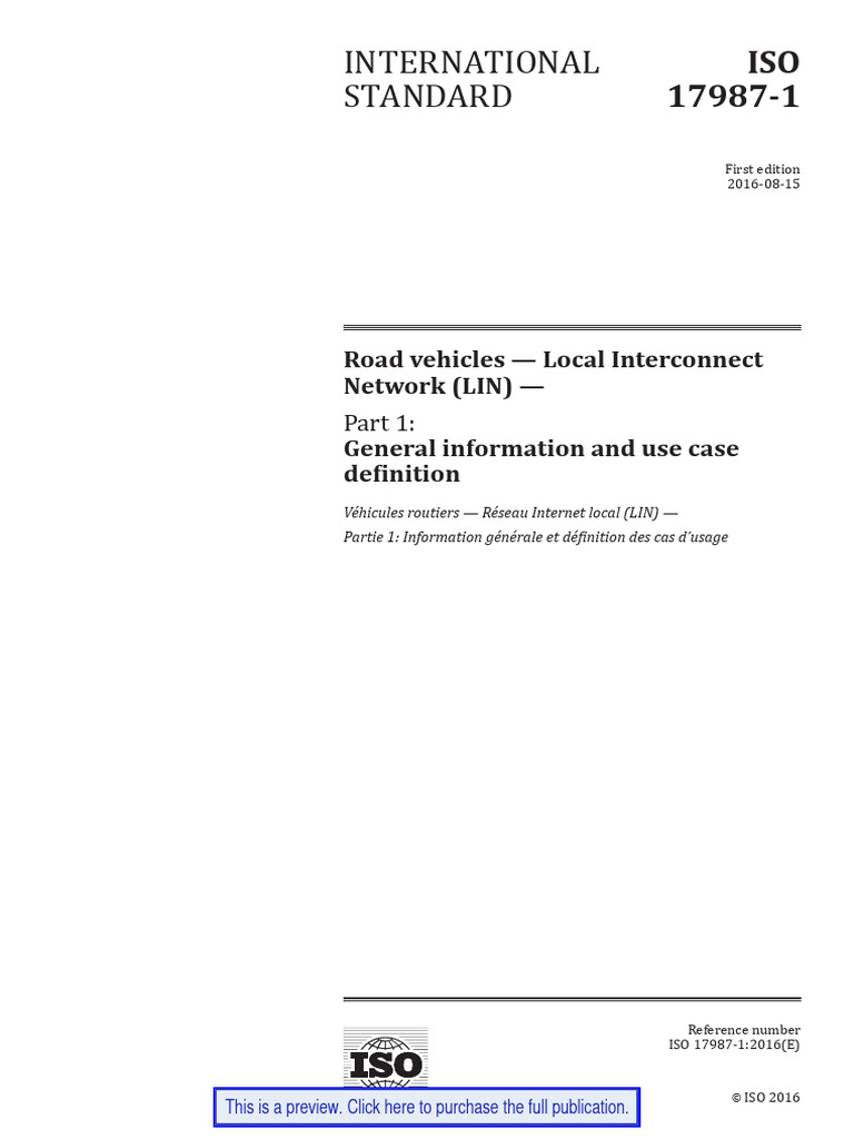 ISO 17987-1: LIN Overview and Use Cases | PDF | International