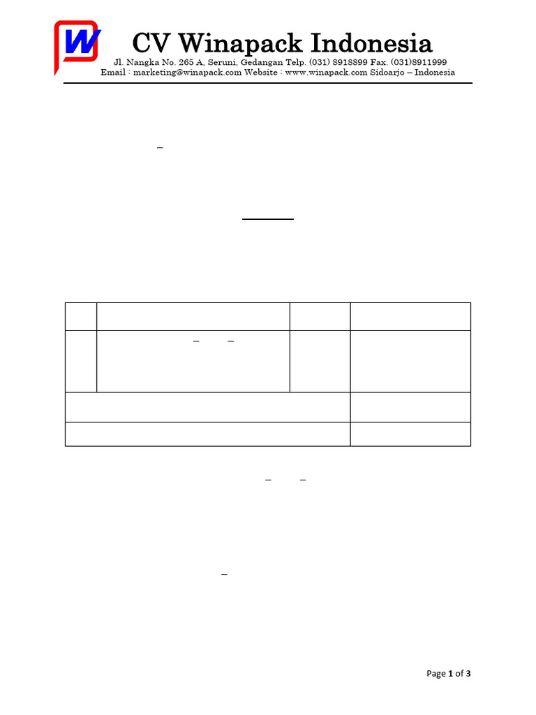 004 PT Segar Murni Utama (Rotary Filling 12R - 12N - 6H) | PDF