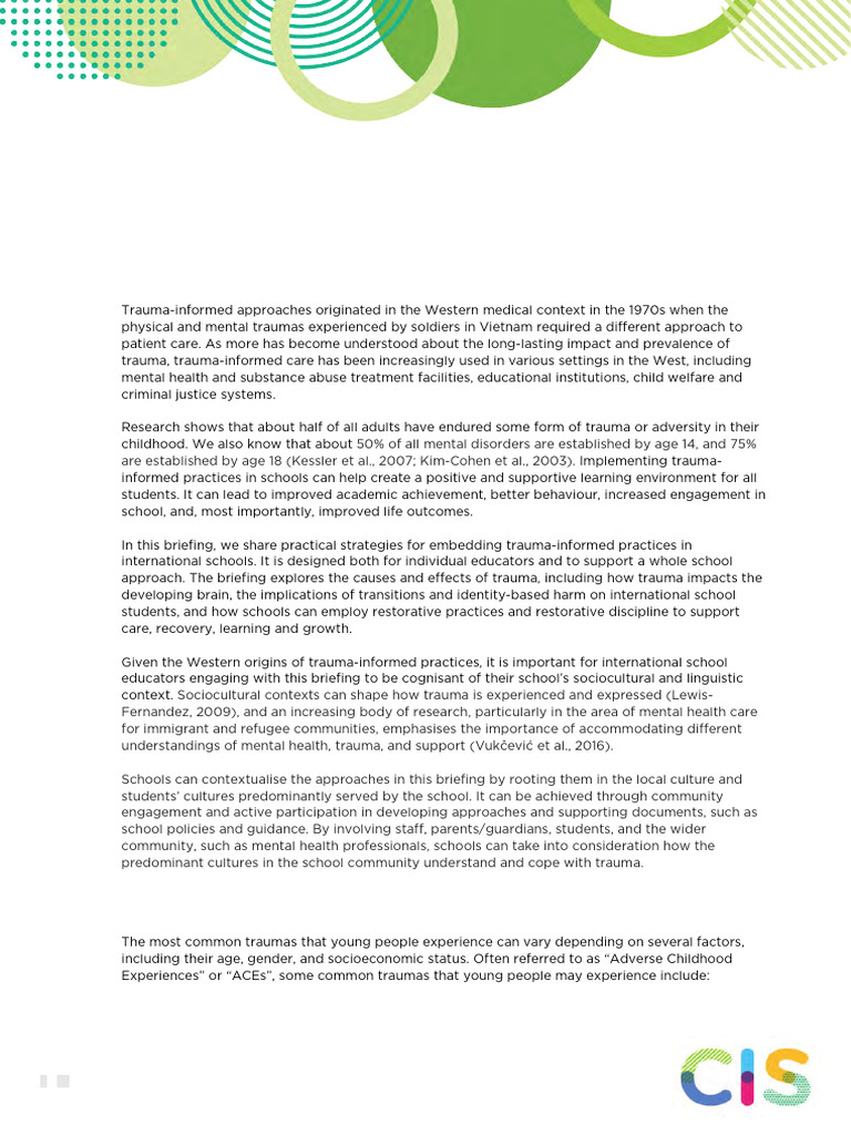 CIS Briefing 202302 Trauma Informed Practices | PDF | Psychological ...