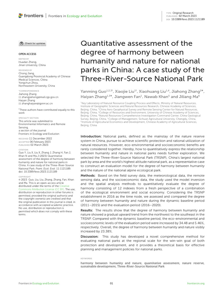 Quantitative Assessment of The Degree of Harmony Between Humanity and ...