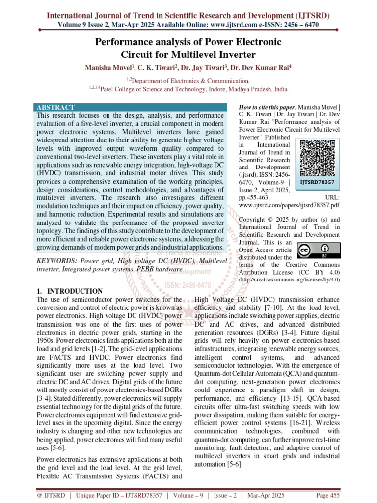 Performance Analysis of Power Electronic Circuit For Multilevel ...