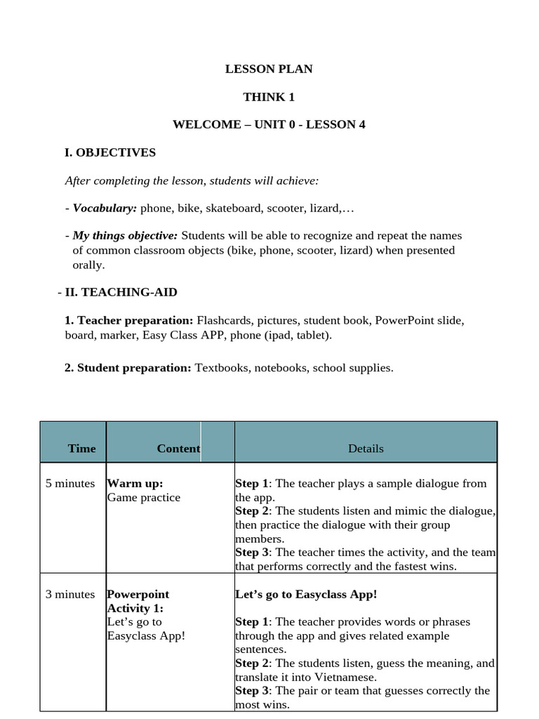 Lesson Plan: Vocabulary & Activities | PDF | Vocabulary | Linguistics