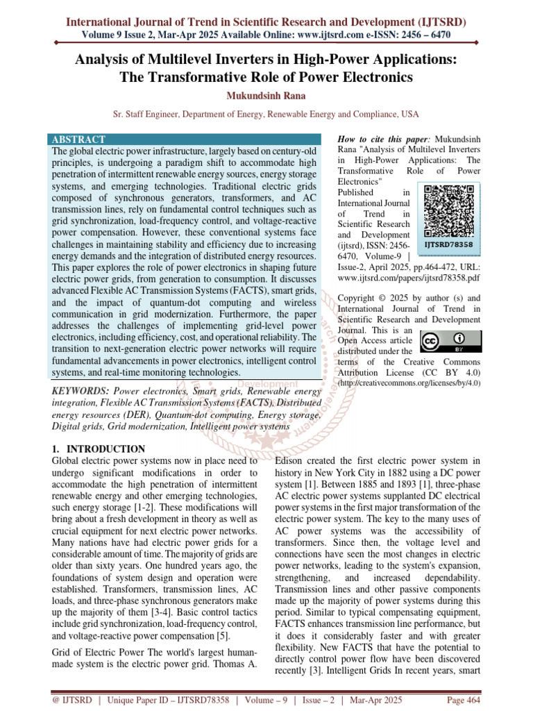 Analysis of Multilevel Inverters in High Power Applications The ...