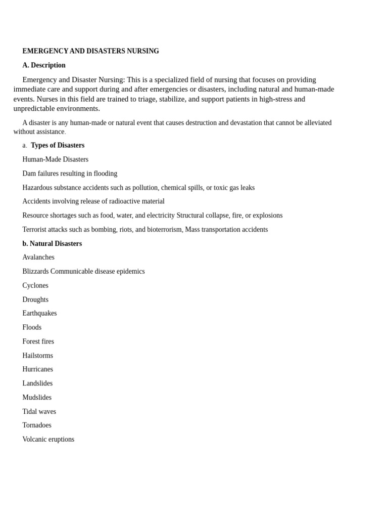 Emergency and Disaster Nursing Overview | PDF | Emergency Management ...