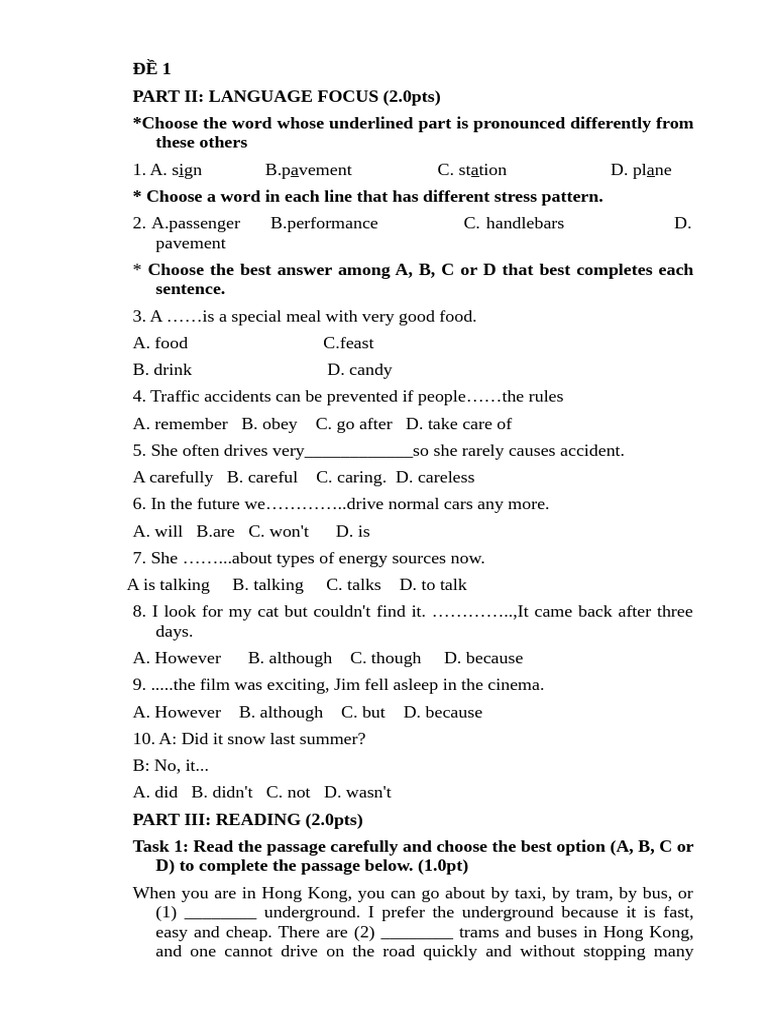 English Language Test for Students | PDF | Carnival