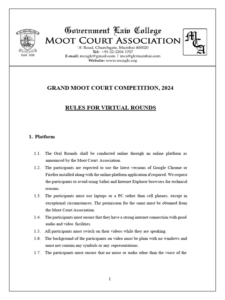 2024 Virtual Moot Court Rules | PDF | Software | Computing