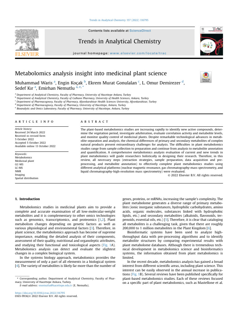 1 s2.0 S0165993622002783 Main | PDF | Metabolomics | Liquid ...