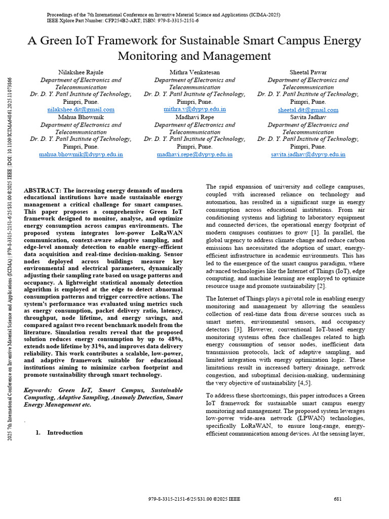 Green IoT for Smart Campus Energy Management | PDF | Internet Of Things ...