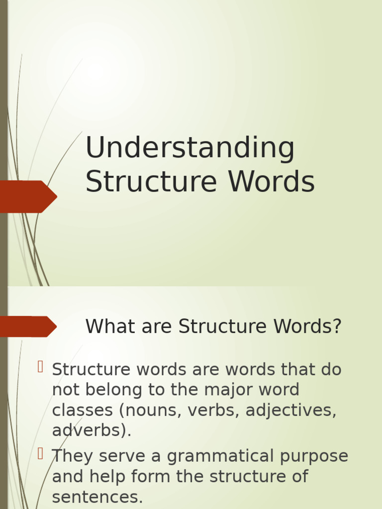 Understanding Structure Words in English | PDF | Verb | Word