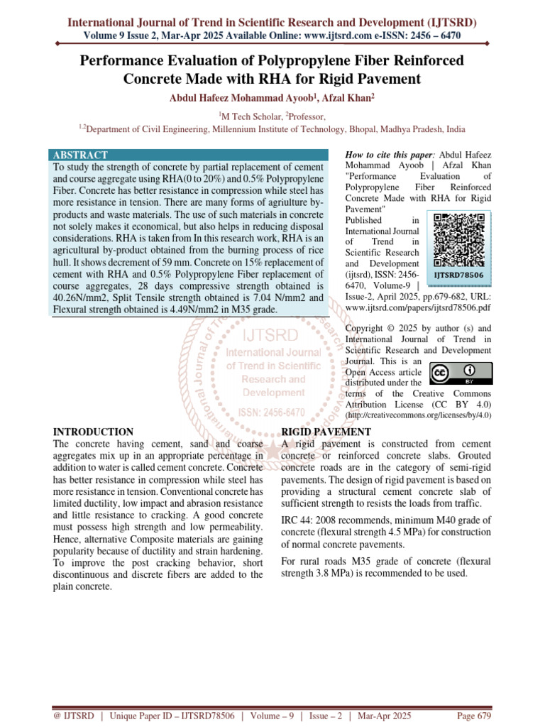 Polypropylene Fiber in RHA Concrete | PDF | Concrete | Reinforced Concrete