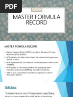 Master Formula Record Guidelines | PDF