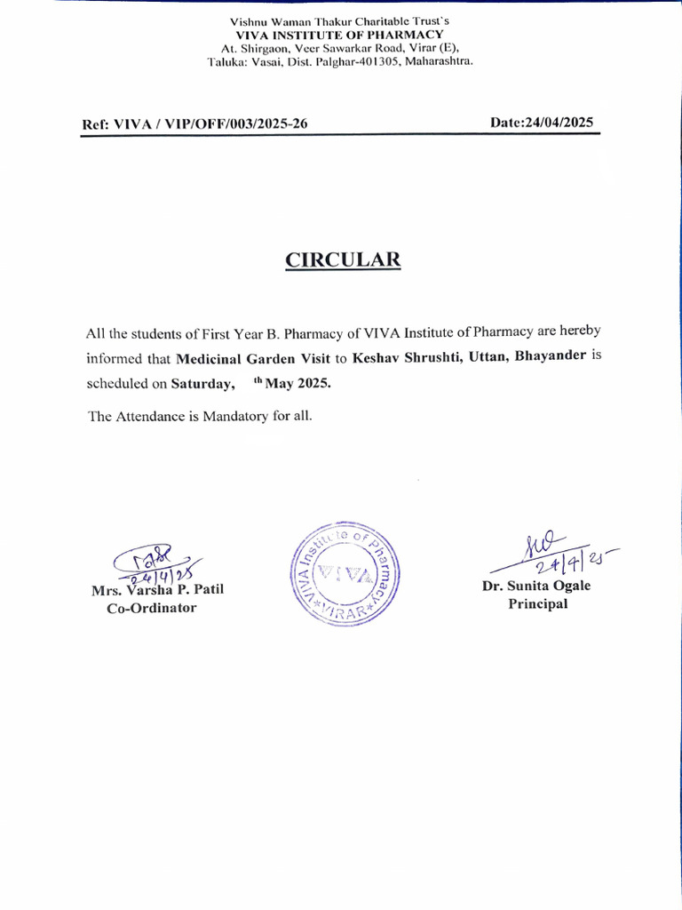 Mandatory Medicinal Garden Visit Notice | PDF
