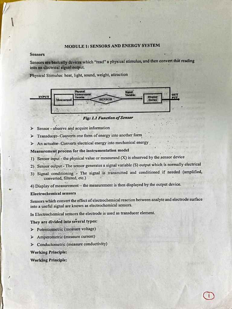 Module 1 Sensors and Energy Systems | PDF