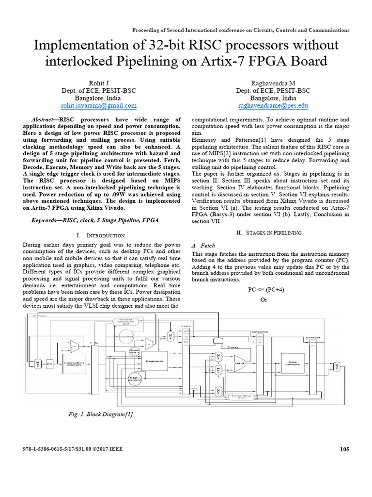 RISC Processor Design on Artix-7 FPGA | PDF | Central Processing Unit ...
