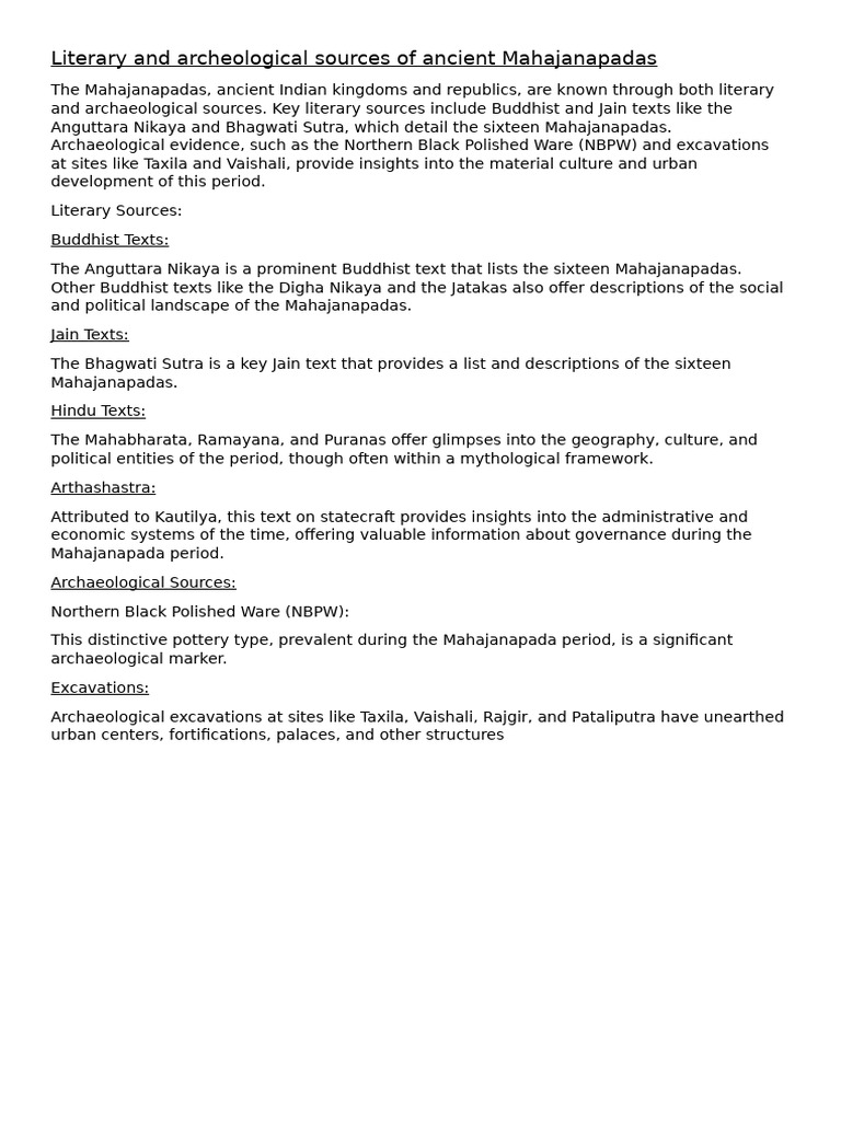 Sources of Mahajanapadas Explained | PDF