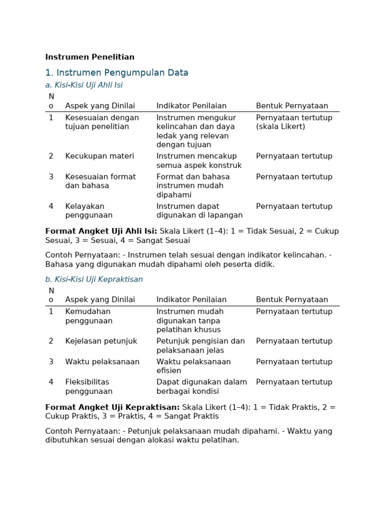 Instrumen Penelitian: Uji Ahli dan Efektivitas | PDF