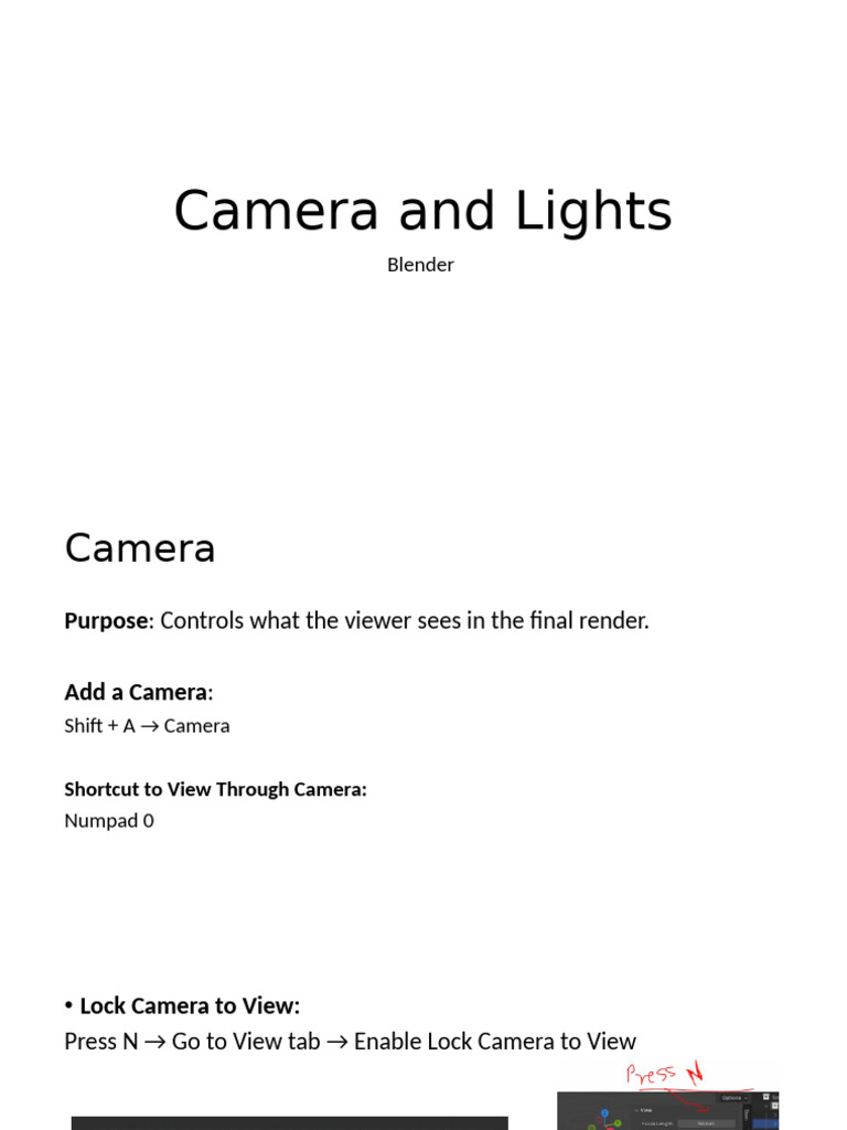 Blender Camera and Lighting Guide | PDF