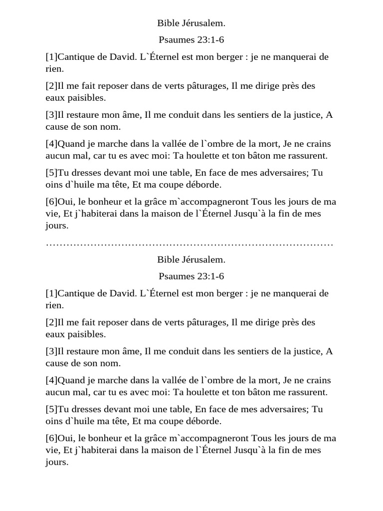Psaume 23 : Le Seigneur, mon berger | PDF