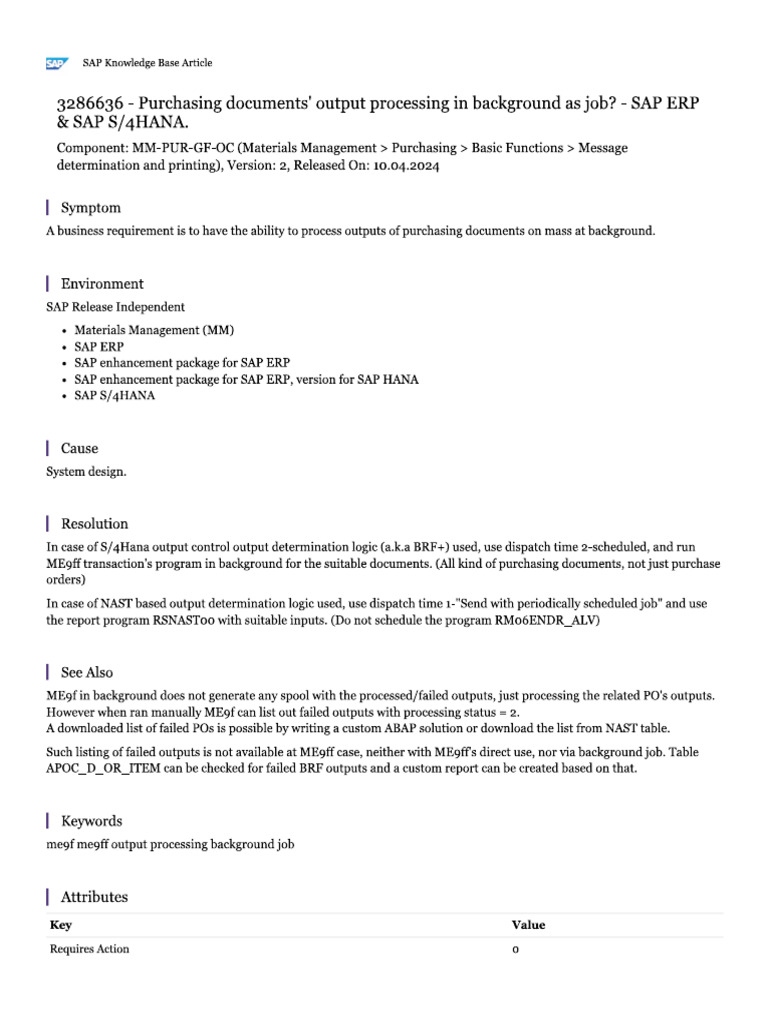 PO Output Processing in Background Job | PDF