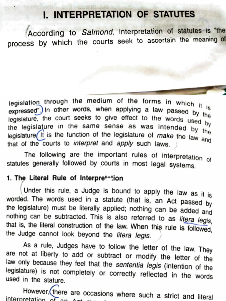Key Rules for Statutory Interpretation | PDF | Statutory Interpretation ...