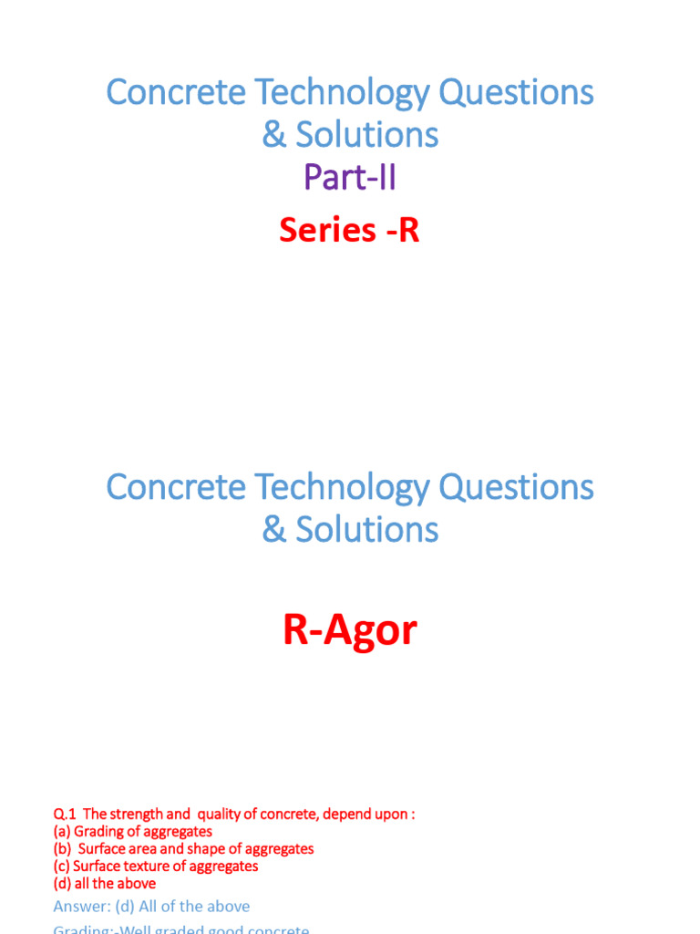 Concrete Technology R Agor Solutions | PDF | Concrete | Cement