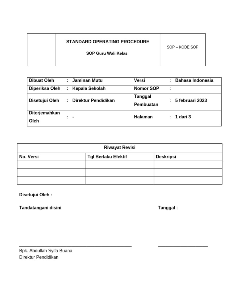 SOP Guru Walikelas SIAS | PDF