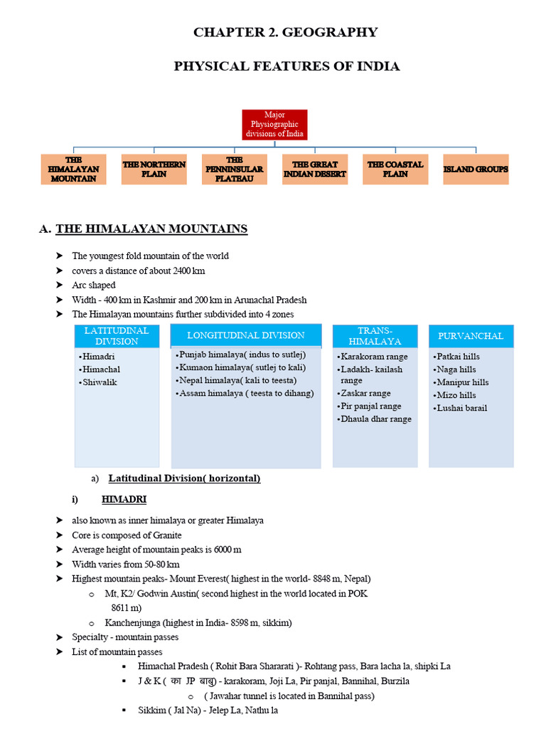 Physical Features of India Overview | PDF | Earth Sciences | Landscape