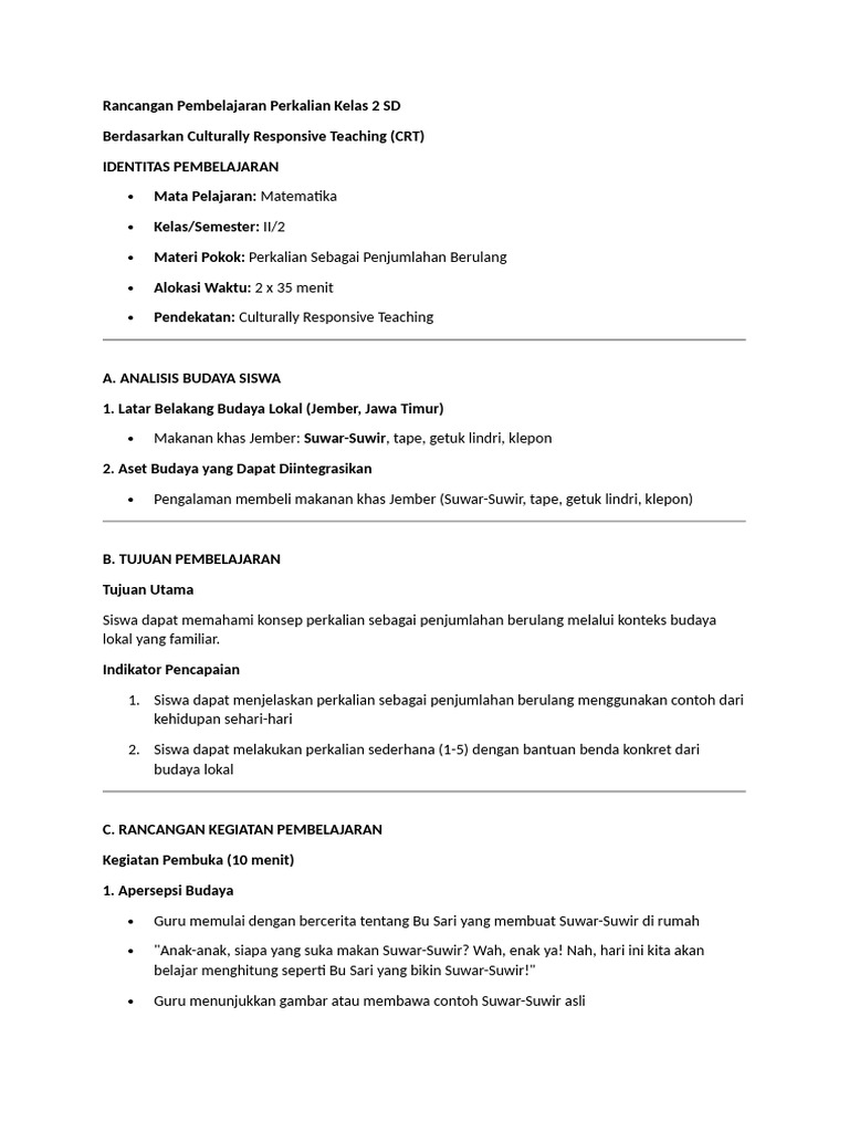 RPP Experiential Learning Kelas 2 SD | PDF