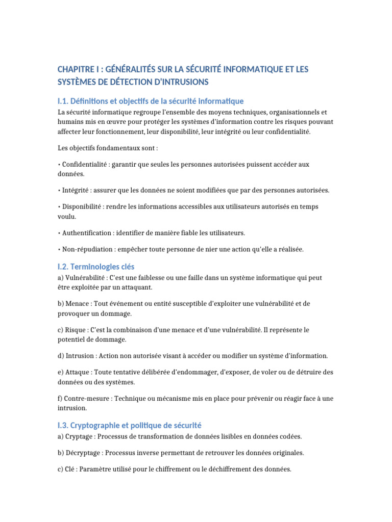 Sécurité Informatique et Systèmes IDS/IPS | PDF | Réseau informatique ...