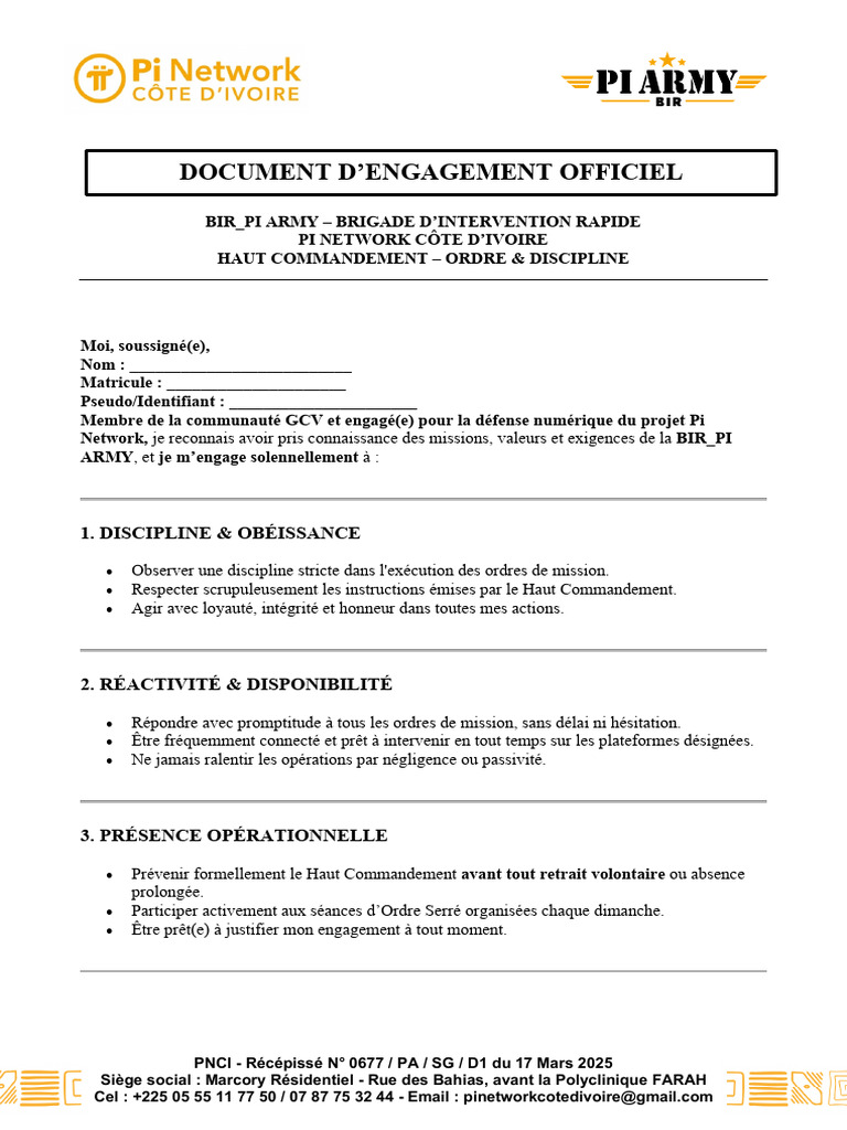 Engagement de la BIR_PI ARMY en Côte d'Ivoire | PDF