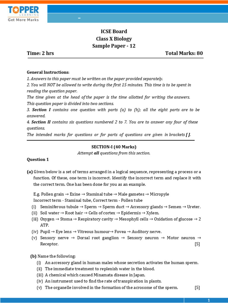 Topper 2 110 2 1 Biology Question Up201809281107 1538113077 7057 | PDF ...
