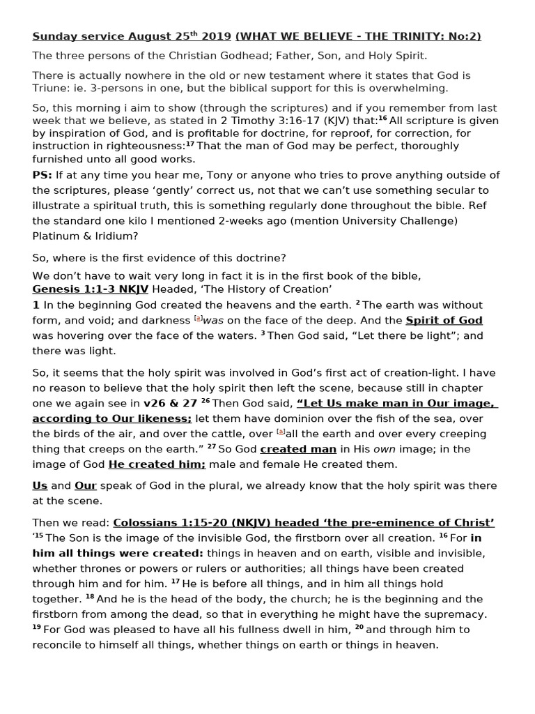 Understanding the Trinity in Creation | PDF | Trinity | God The Father