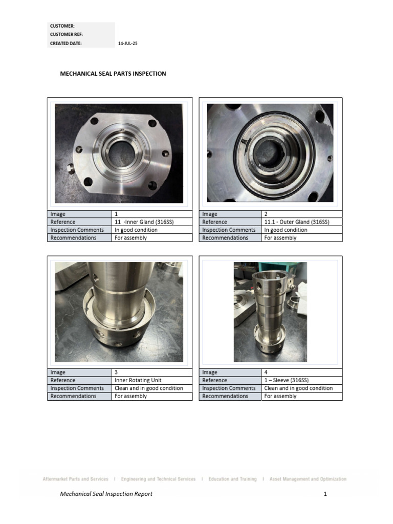 Mechanical Seal As Built Report | PDF