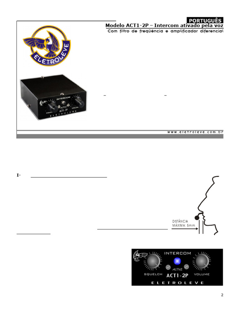 Manual do Intercom ACT1-2P para Aeronaves | PDF | Rádio | Conector elétrico