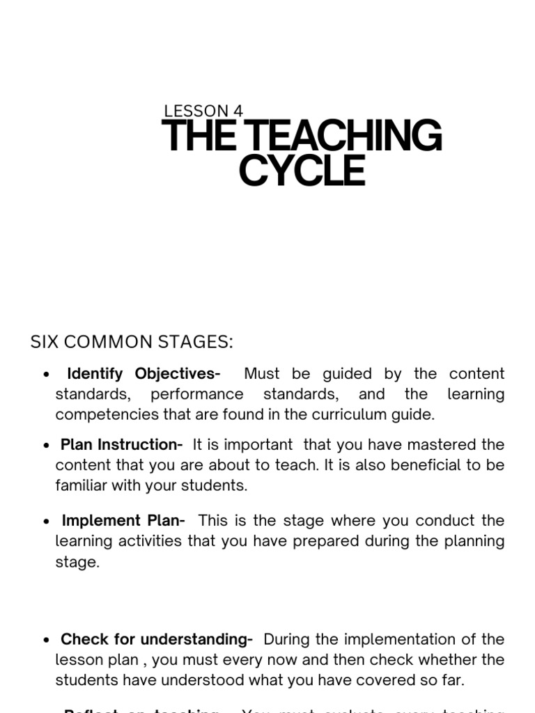 LESSON 4 The Teaching Cycle | PDF