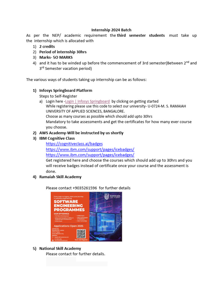NEP Internship Guidelines for 2024 | PDF