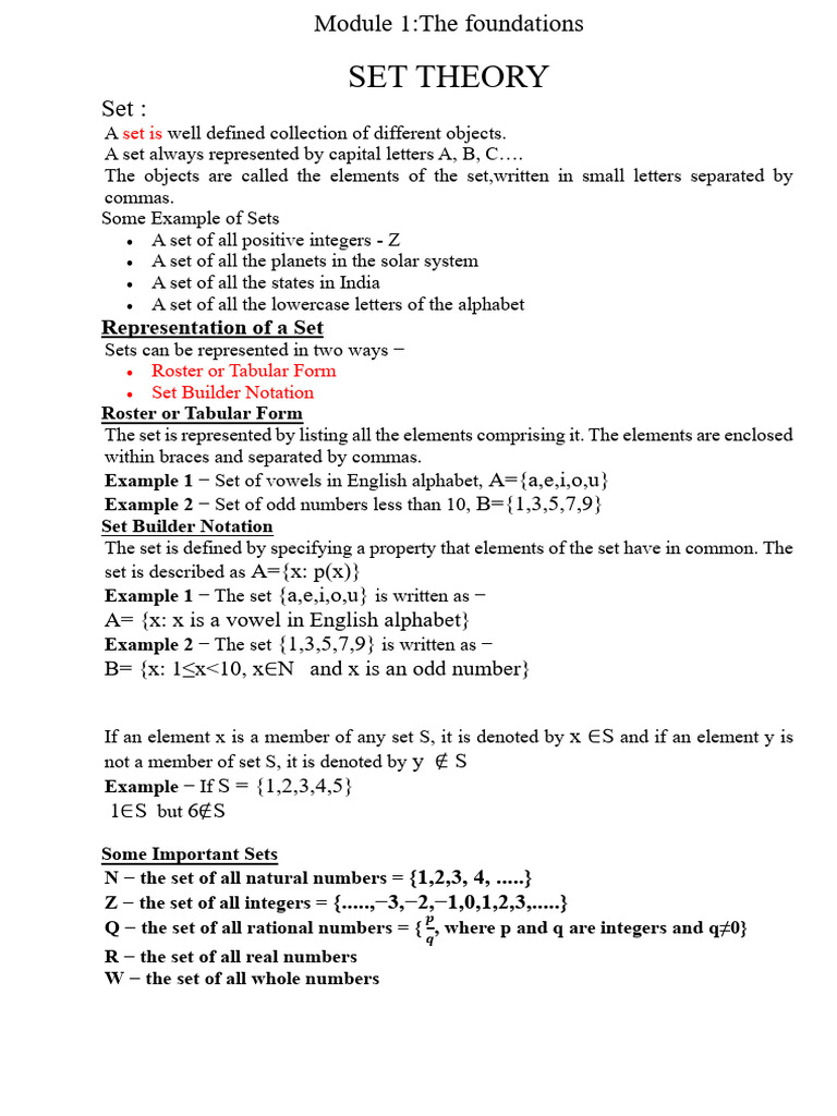 Understanding Set Theory Basics | PDF | Set (Mathematics) | Mathematics