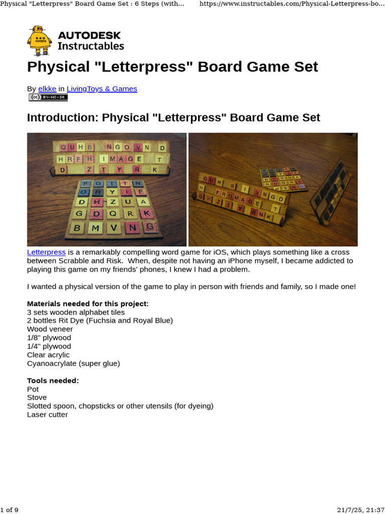 Physical - Letterpress - Board Game Set - 6 Steps (With Pictures ...