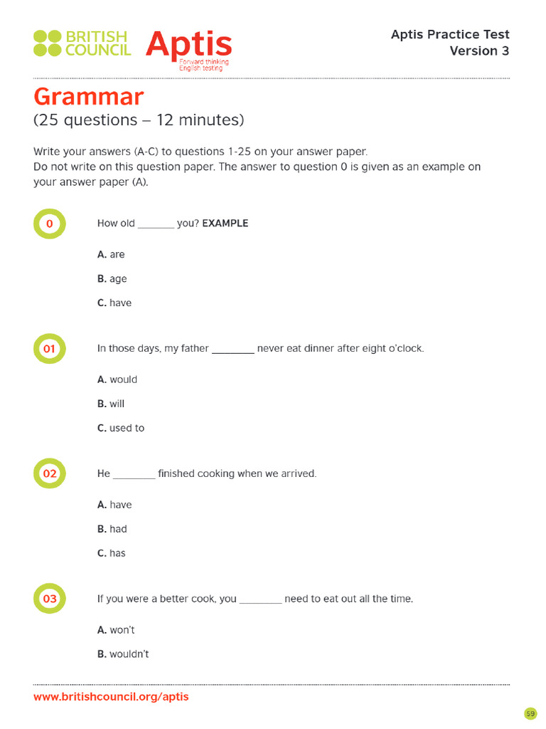 Examen Aptis 3 1708 | PDF