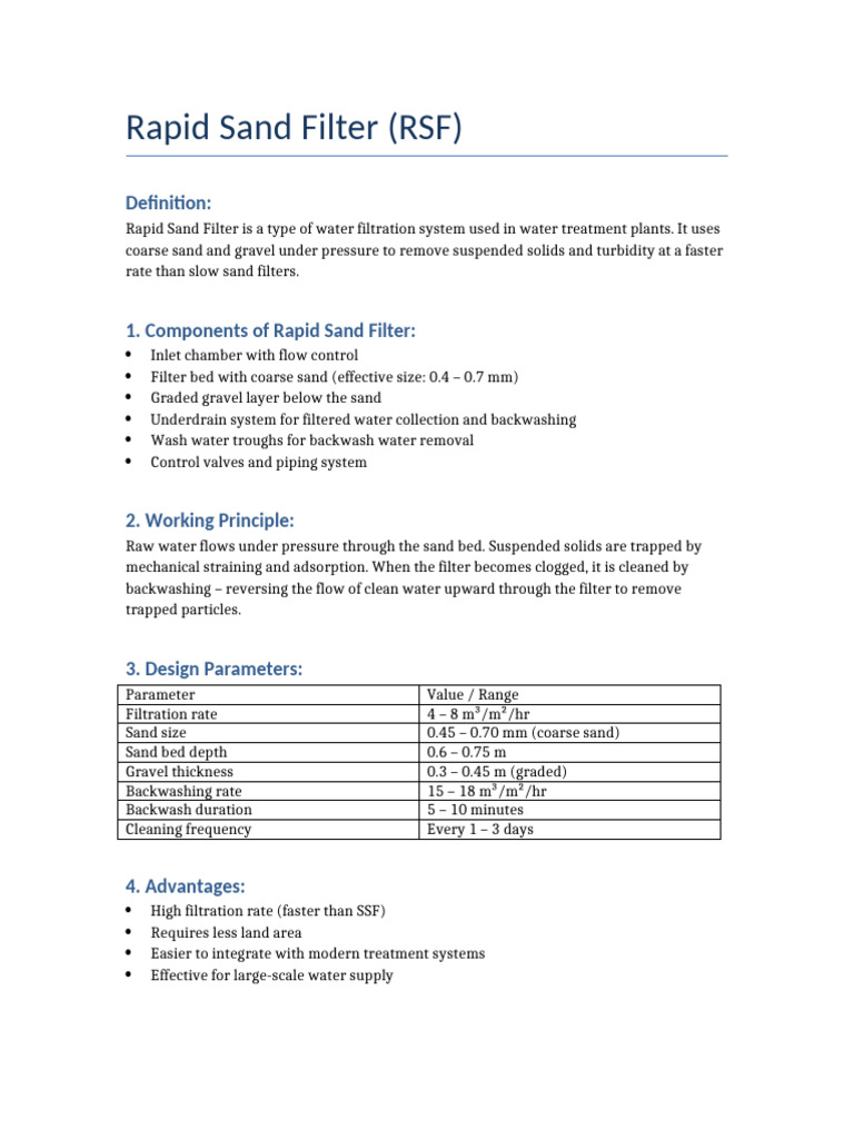 Rapid Sand Filter Estimation | PDF | Filtration | Hydrology
