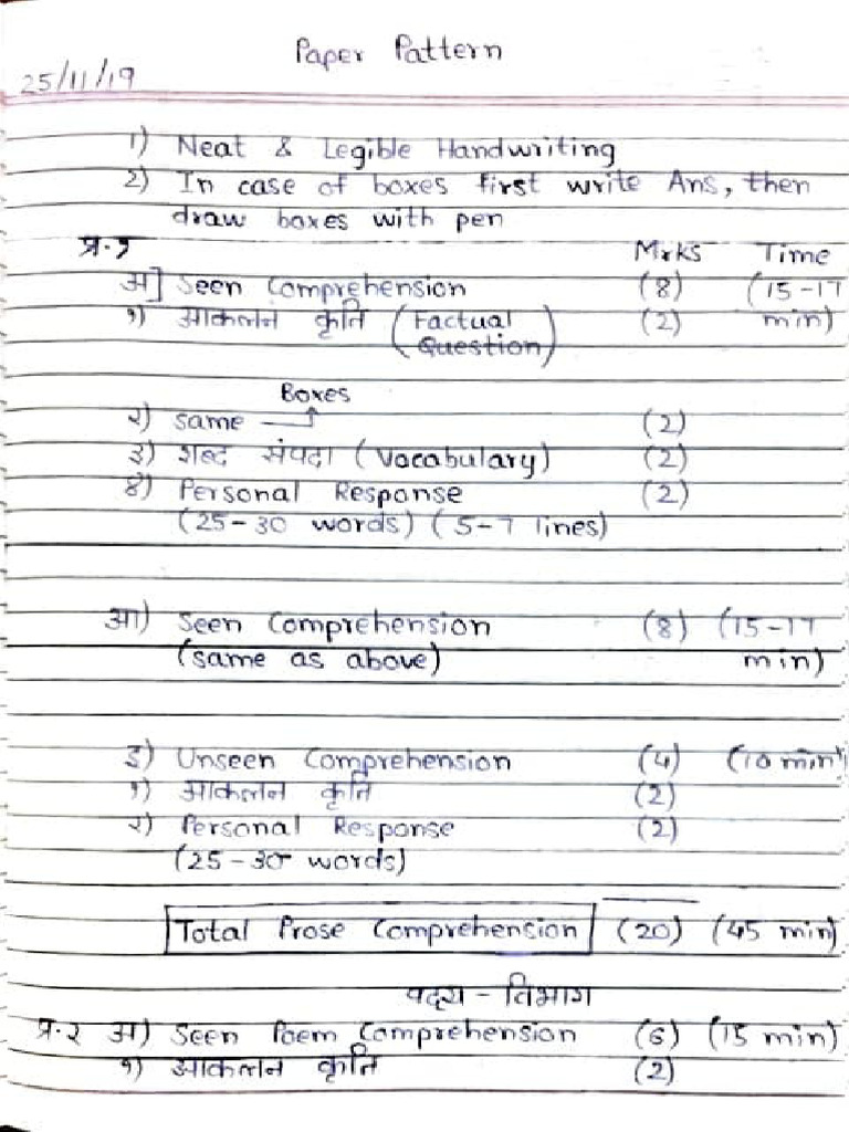 Hindi Paper Pattern and Importance For Full Hindi and Half Hindi | PDF