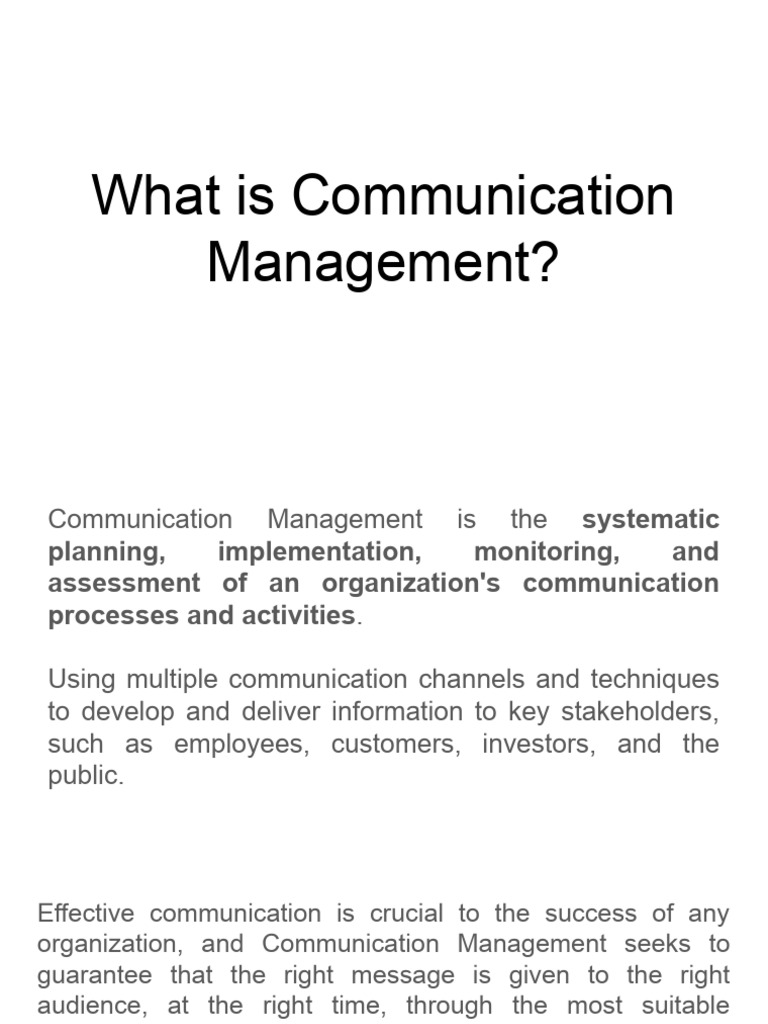 Understanding Communication Management | PDF | Communication | Target ...