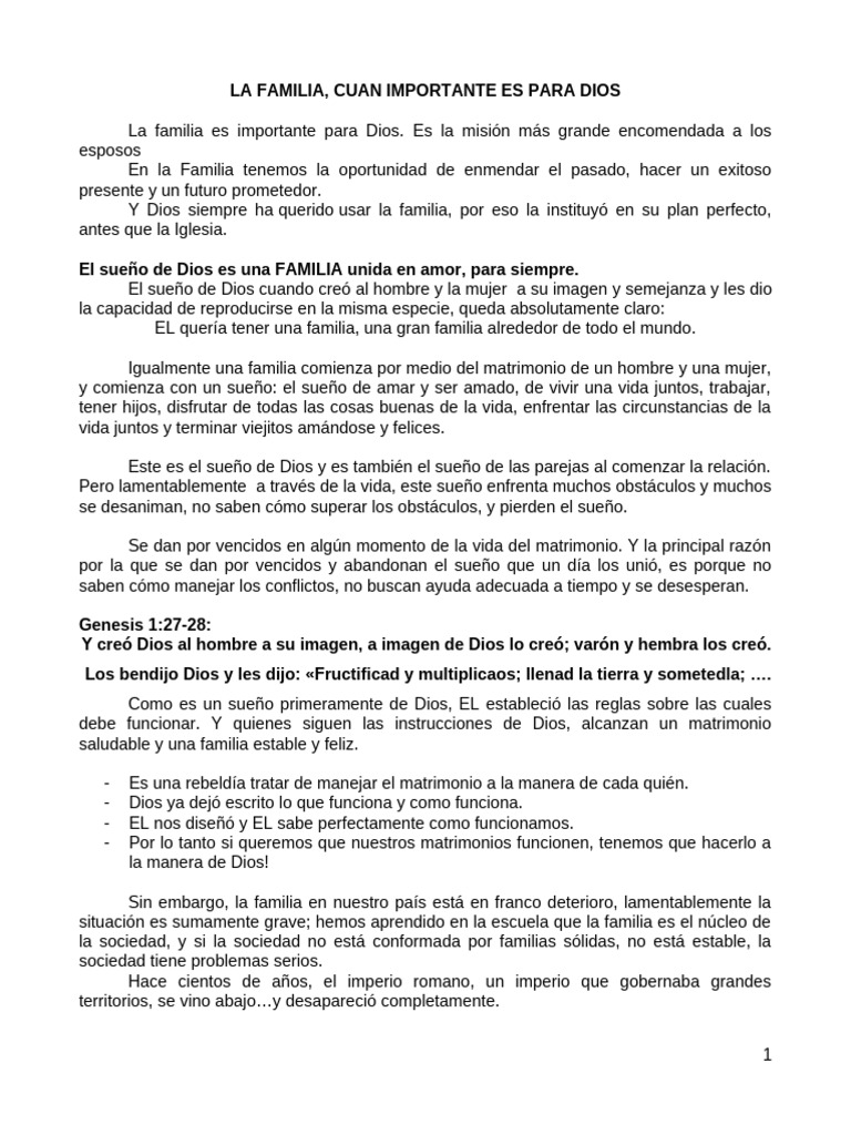 La Importancia de la Familia para Dios | PDF | Amor | Cristo (título)