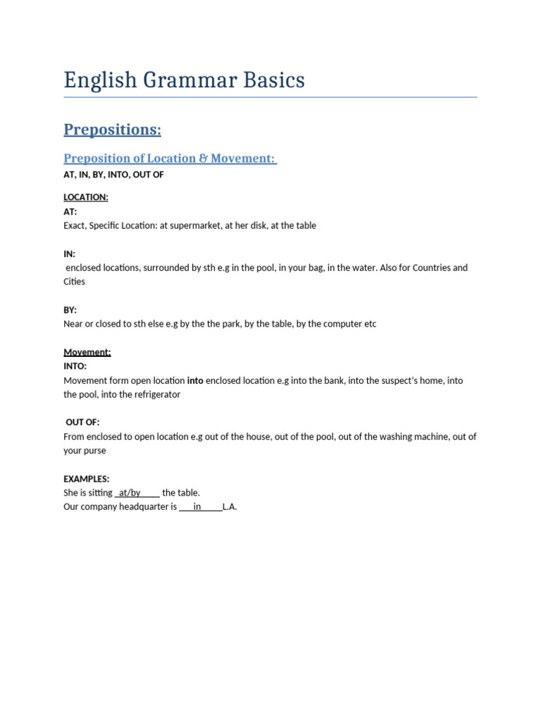 Prepositions of Transportation Explained | PDF
