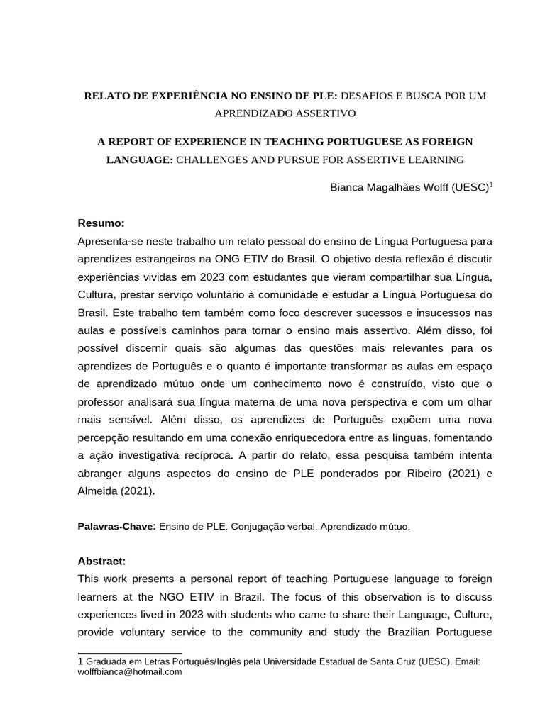 Desafios no Ensino de PLE em 2023 | PDF | Aprendizado | Tempo